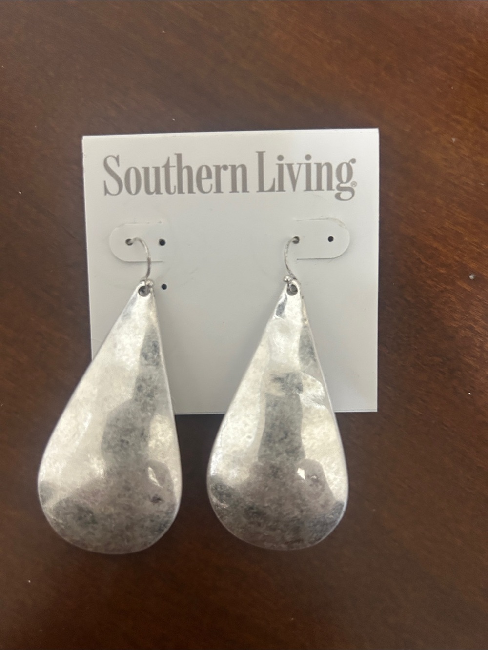 Southern Living Silver Hammered Teardrop Dangle Earrings